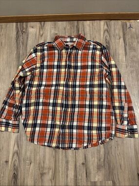 WindRiver Casual Orange Plaid Long-Sleeve Button-Down Shirt
